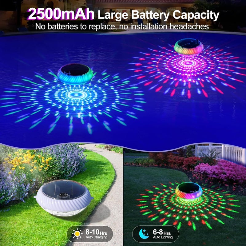 Askyli Floating Pool Lights Solar with Remote, 7.6 Inch RGB Up and Down Color Changing Solar Pool Lights That Float with Dynamic Lighting Effects, Floating Light for Pools, Party, Decor(2) - Image 4